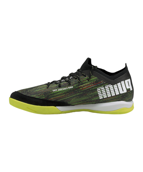 Puma ULTRA Game On 1.2 Pro Court – Negro Blanco Amarillo F01