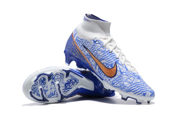 Botas de Fútbol Nike Air Zoom Mercurial Superfly IX Elite FG Azul Blanco Zlato