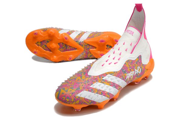 Botas de Fútbol Adidas Predator FREAK + FG Naranja Blanco Morado