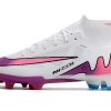 Botas de Fútbol Nike Air Zoom Mercurial Superfly IX Elite FG Hombres Blanco Rosa Púrpura