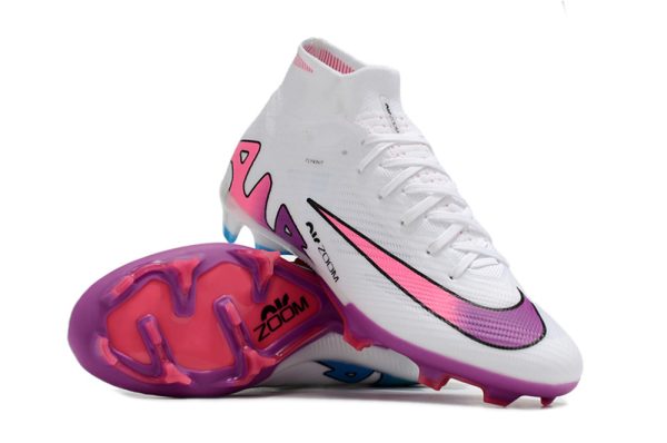 Botas de Fútbol Nike Air Zoom Mercurial Superfly IX Elite FG Hombres Blanco Rosa Púrpura