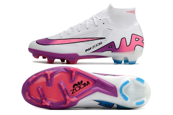 Botas de Fútbol Nike Air Zoom Mercurial Superfly IX Elite FG Hombres Blanco Rosa Púrpura