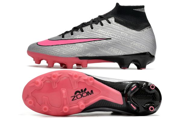 Botas de Fútbol Nike Air Zoom Mercurial Superfly IX Elite AG Plata Negro Rosa