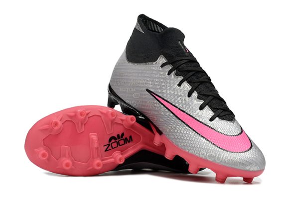 Botas de Fútbol Nike Air Zoom Mercurial Superfly IX Elite AG Plata Negro Rosa