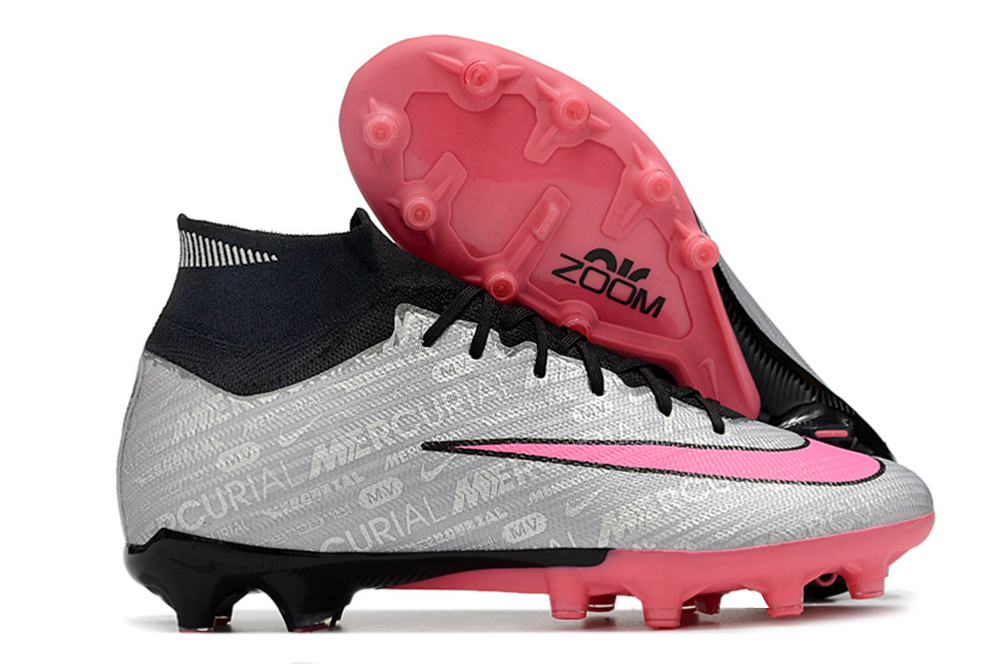 Botas de Fútbol Nike Air Zoom Mercurial Superfly IX Elite AG Plata Negro Rosa