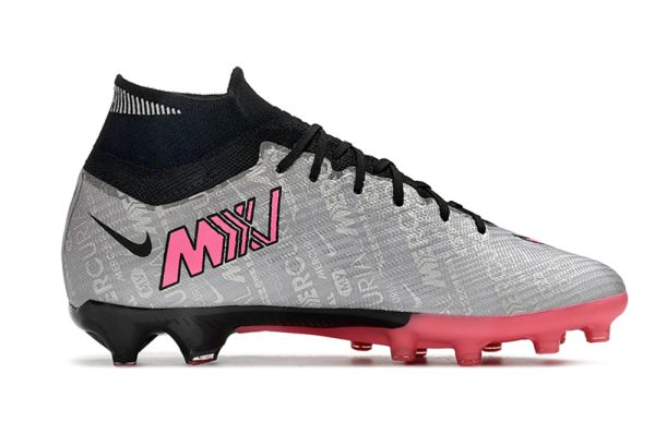 Botas de Fútbol Nike Air Zoom Mercurial Superfly IX Elite AG Plata Negro Rosa