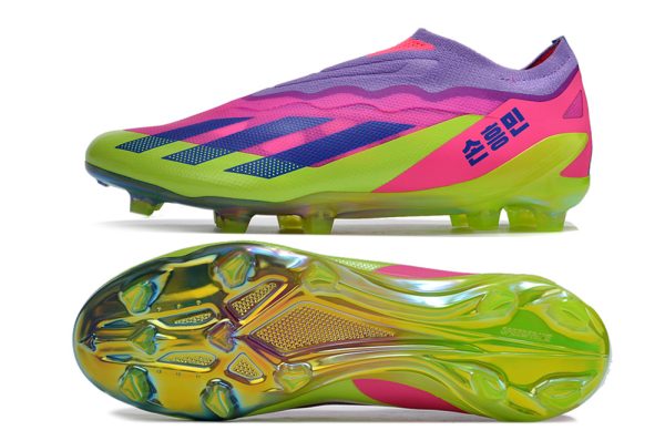 Botas de Fútbol adidas X Crazyfast.1 Laceless FG Green  Rose  Purple