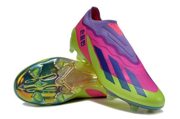 Botas de Fútbol adidas X Crazyfast.1 Laceless FG Green  Rose  Purple