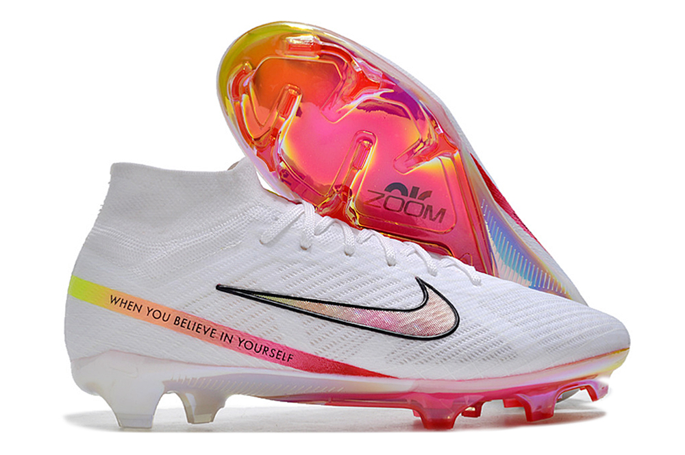 Botas de Fútbol Nike Air Zoom Mercurial Superfly IX Elite FG Blanco Rosa