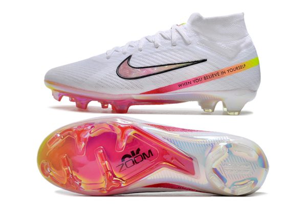 Botas de Fútbol Nike Air Zoom Mercurial Superfly IX Elite FG Blanco Rosa