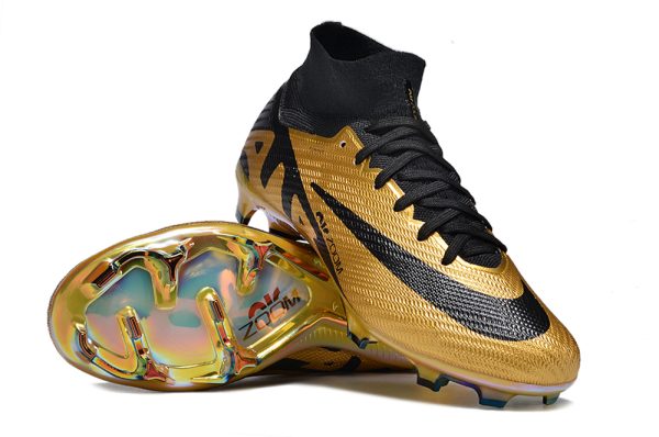 Botas de Fútbol Nike Air Zoom Mercurial Superfly IX Elite FG Oro Negro