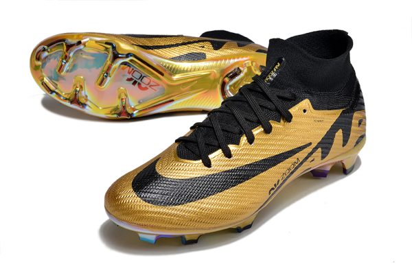 Botas de Fútbol Nike Air Zoom Mercurial Superfly IX Elite FG Oro Negro