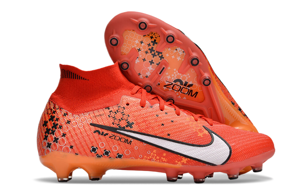 Botas de Fútbol Cristiano Ronaldo-Nike Air Zoom Mercurial Superfly IX Academy AG Color Rojo Anaranjado